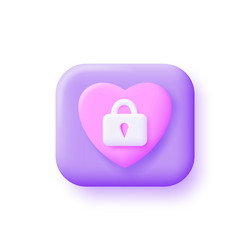 3d icon lock heart vector