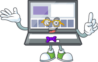 geek technology laptop with character mascot shape vector image