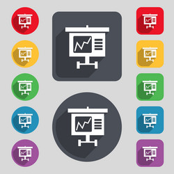 graph icon sign a set of 12 colored buttons vector image