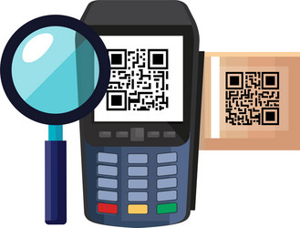 Qr code inside dataphone design vector