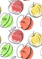 seamless pattern with apples of different shapes vector image