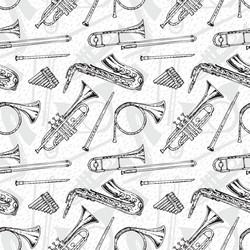 seamless pattern with wind musical instruments vector image