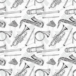 Seamless pattern with wind musical instruments vector