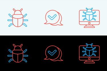 set line system bug on monitor and check mark vector image