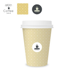 Closed paper cup for coffee with texture vector