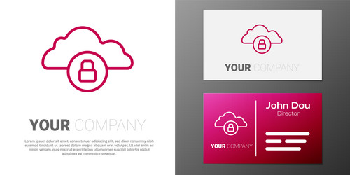 logotype line cloud computing lock icon isolated vector image