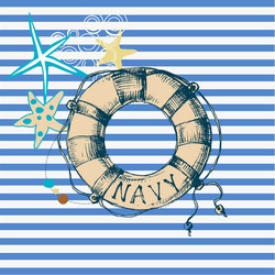 Marine background lifebuoy frame vector