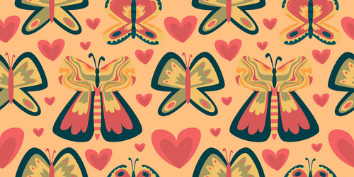 retro butterfly groovy seamless pattern boho vector image