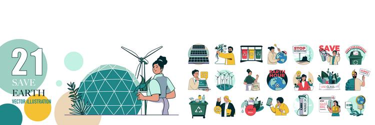 Save earth concept with character situations mega Vector Image
