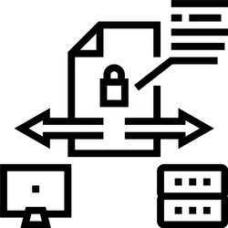 Secure file upload computer server line icon vector