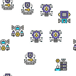 System work process seamless pattern vector