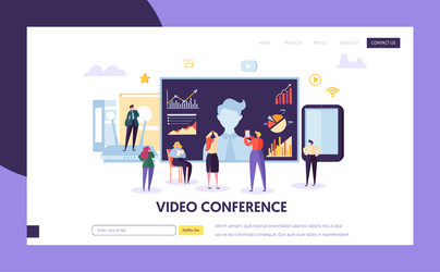 video conference landing page template business vector