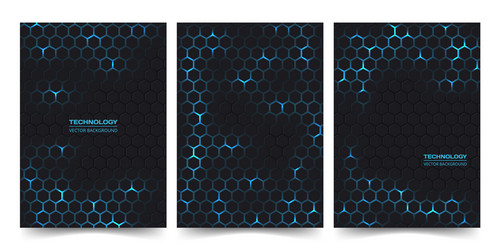 abstract technology cover set with hexagonal vector image