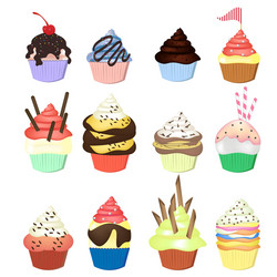 Cupcake set vector