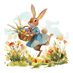 Easter Footer with Bunny & Eggs Royalty Free Vector