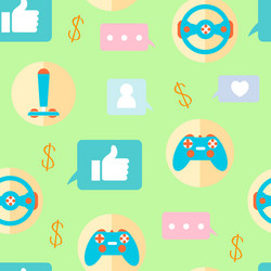 Gamer gaming cartoon seamless pattern vector