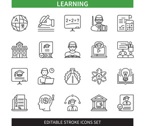 learning editable stroke icon set vector image