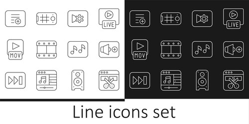 set line video recorder or editor speaker volume vector image
