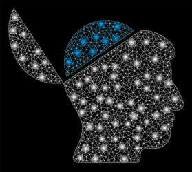 flare mesh wire frame open brain with spots vector image