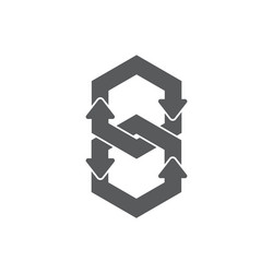 linked circle hexagonal arrows process symbol vector image