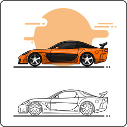 orange street cars side view vector