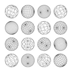wireframe shapes lined sphere perspective mesh vector image