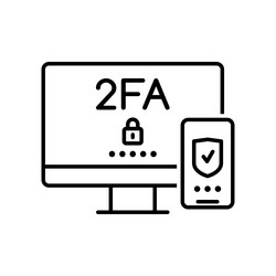 2fa two factor verification thin line icon vector image