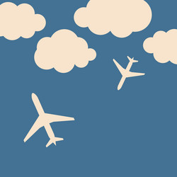 Abstract background with airplanes and clouds vector