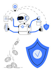 ai robot managing tasks including security vector image