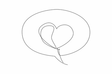 continuous one line drawing callout with heart vector image