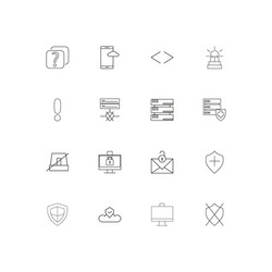 cyber security linear thin icons set outlined vector image