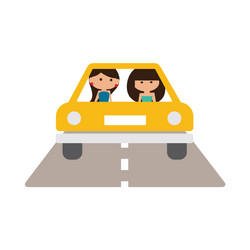 flat with shadow icon and mobile application girl vector image