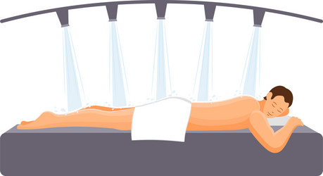 Relaxing shower from several sides on a young man vector