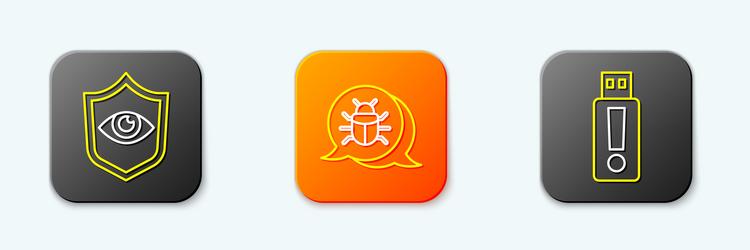 set line shield and eye system bug usb flash vector image