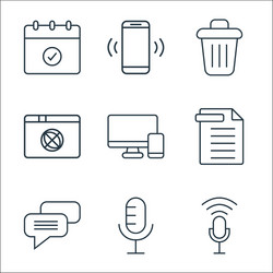 user interface line icons linear set quality vector image