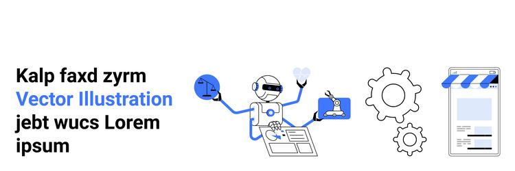 robot multitasking with gear mobile app vector image