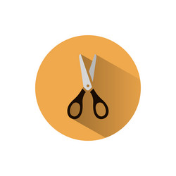 scissors icon with shadow on a yellow circle vector image
