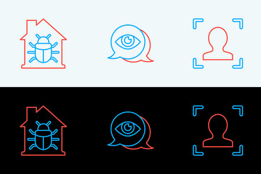 set line face recognition house system bug vector image