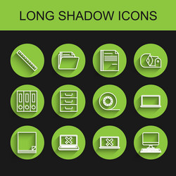set line file document laptop and cross mark vector image