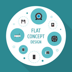 set of laptop icons flat style symbols with hdd vector image