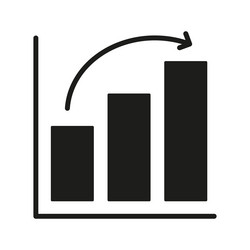 bar chart with downward arrow solid icon vector image