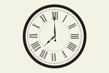 Black wall clock isolated on shows vector