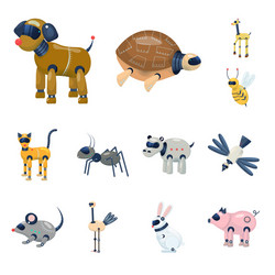 isolated object robot and cybernetic logo set vector image