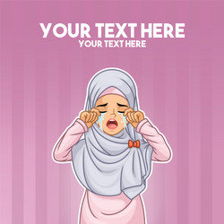 Muslim woman crying with hands on her face vector