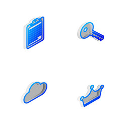 set isometric line key clipboard with document vector image