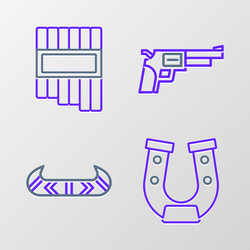set line horseshoe kayak canoe and paddle vector image
