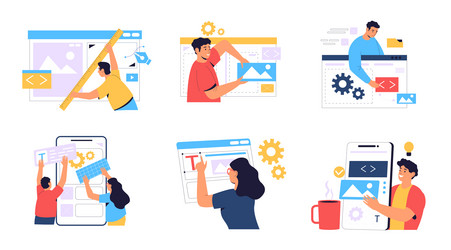 web development concept ux design of project vector image