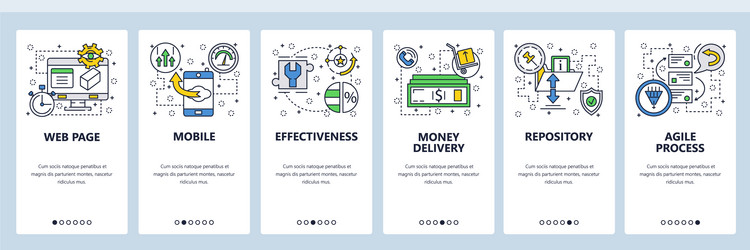web site onboarding screens repository agile vector image
