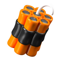 bundle of dynamite sticks with detonating cord vector image