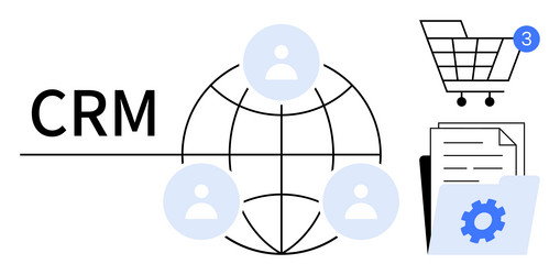 crm global networking with user icons document vector image